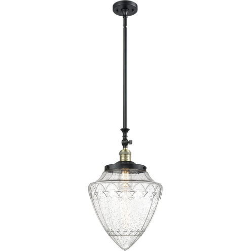 Franklin Restoration Bullet 1 Light 12 inch Black Antique Brass Mini Pendant Ceiling Light in Incandescent, Seedy