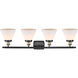 Ballston Large Cone 4 Light 36 inch Black Antique Brass Bath Vanity Light Wall Light in Matte White Glass