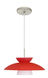 Trilo 15 1 Light Satin Nickel Pendant Ceiling Light in Incandescent, Red Matte Glass