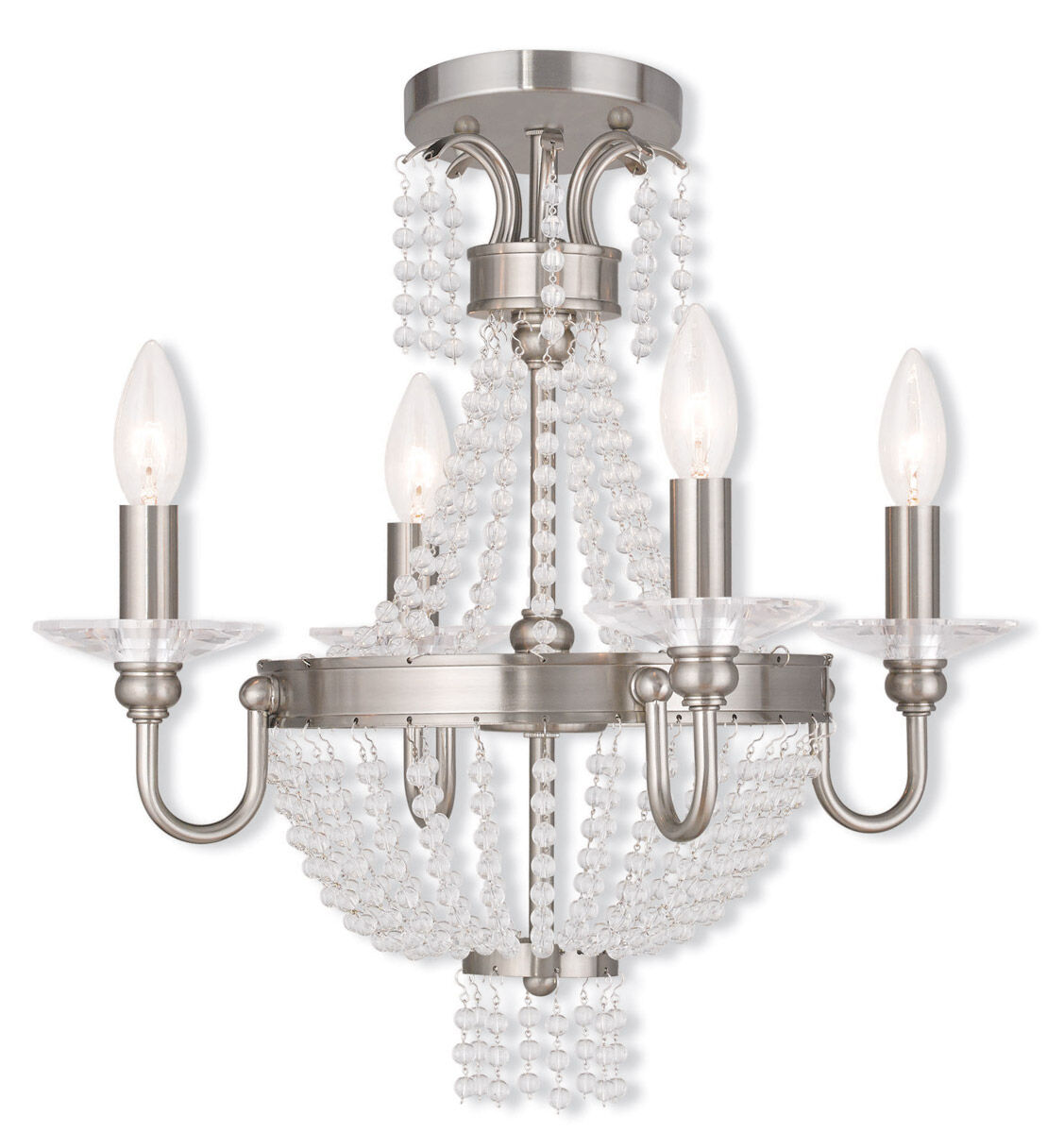Valentina 4 Light 18 inch Brushed Nickel Convertible Mini Chandelier/Ceiling Mount Ceiling Light
