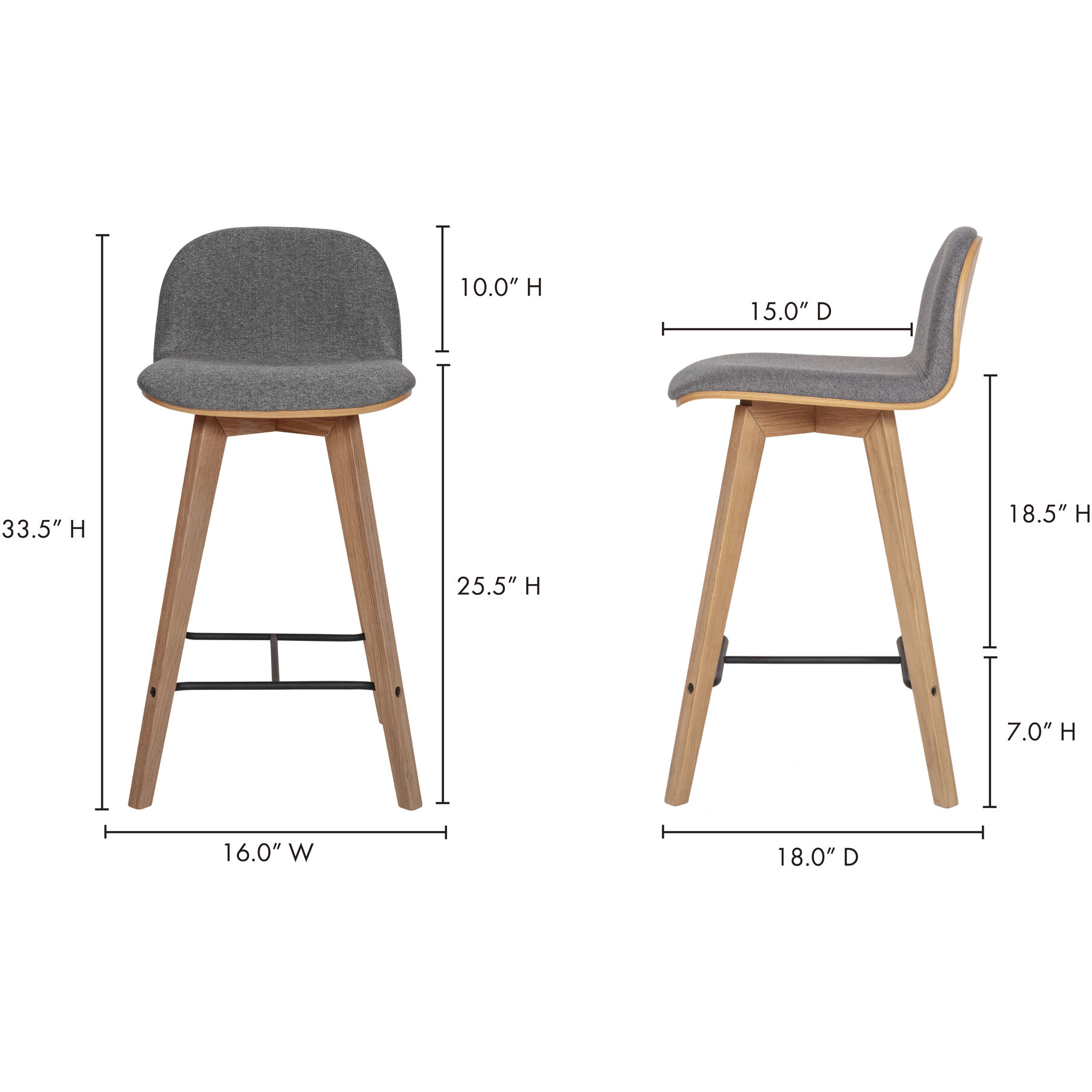 Napoli 34 inch Grey Counter Stool