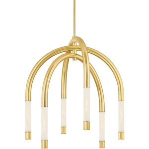 Zeme LED 33.75 inch Vintage Polished Brass Chandelier Ceiling Light