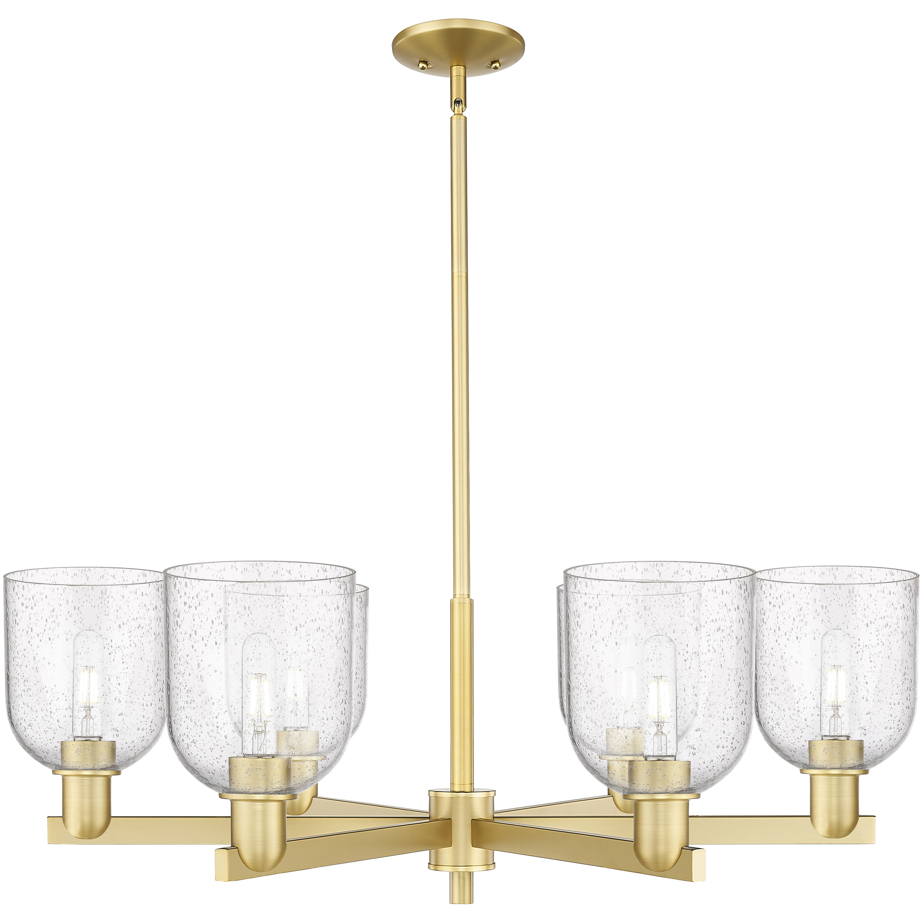 Arcadia Bella 6 Light 35.25 inch Satin Gold Chandelier Ceiling Light in Seedy