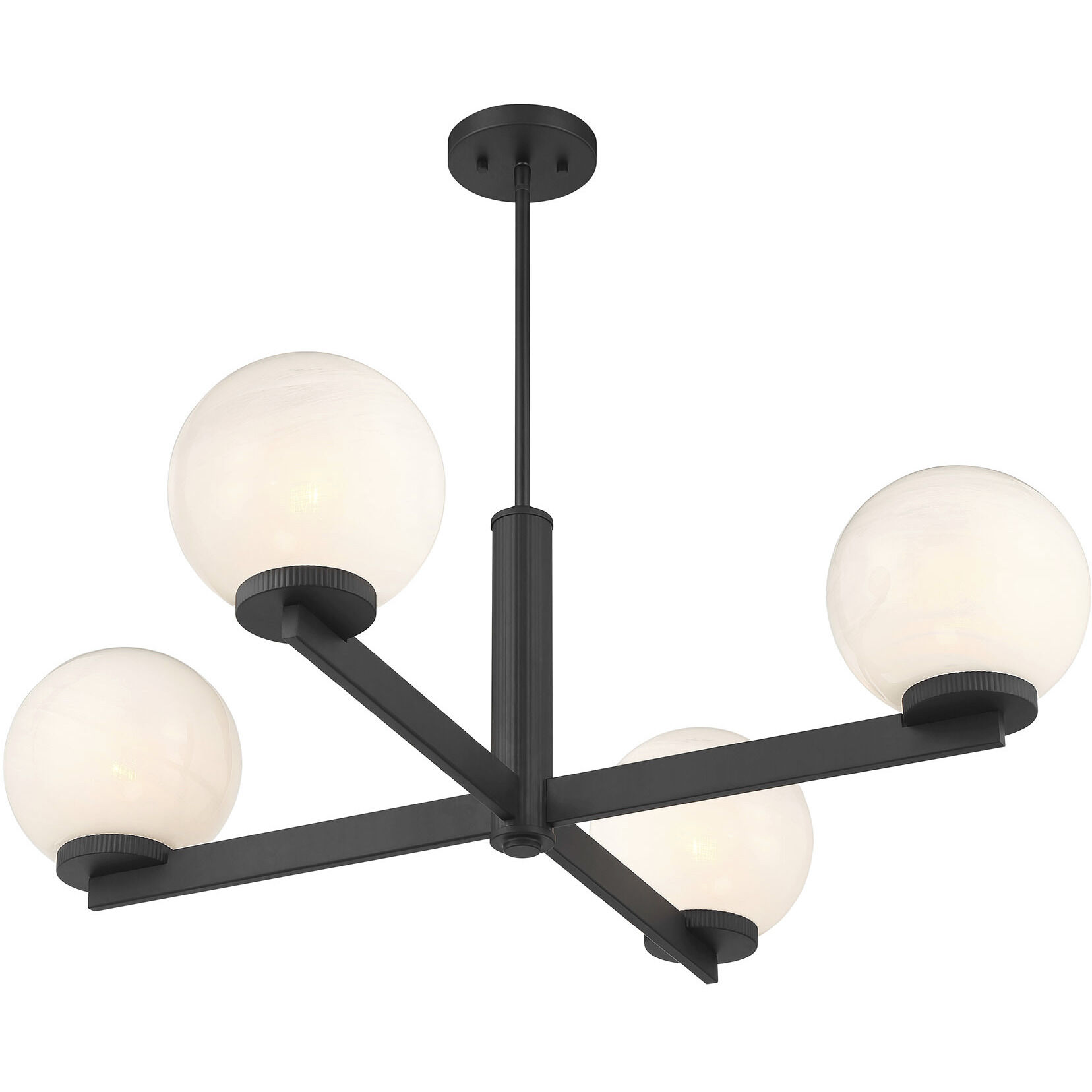Modern 4 Light 38 inch Matte Black Chandelier Ceiling Light