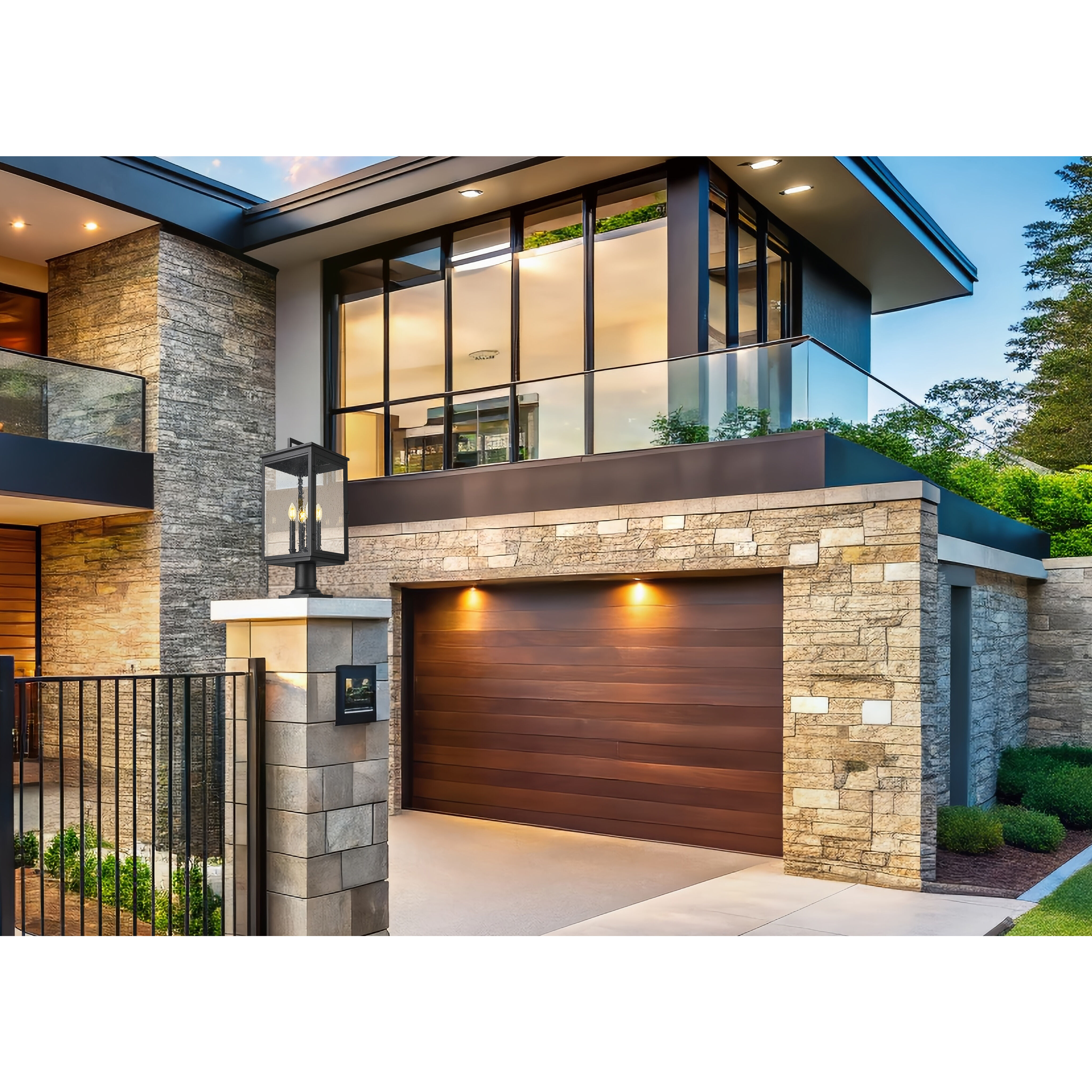 Hartwell 4 Light 24.75 inch Sand Black Outdoor Pier Mounted Fixture