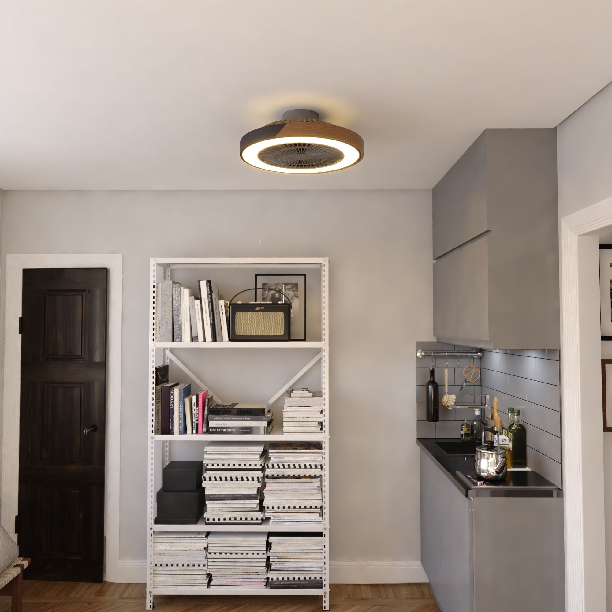 Everette 20 inch Matte Black with Clear Blades Ceiling Fan, DC Motor