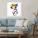 Figurative Blue and White and Yellow Framed Art