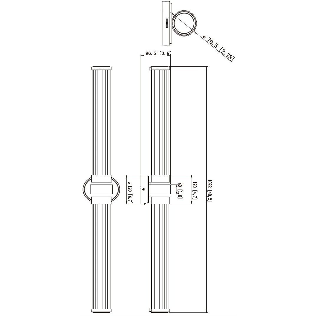 Warwick LED 40.25 inch Matte Black Bath Vanity Wall Light