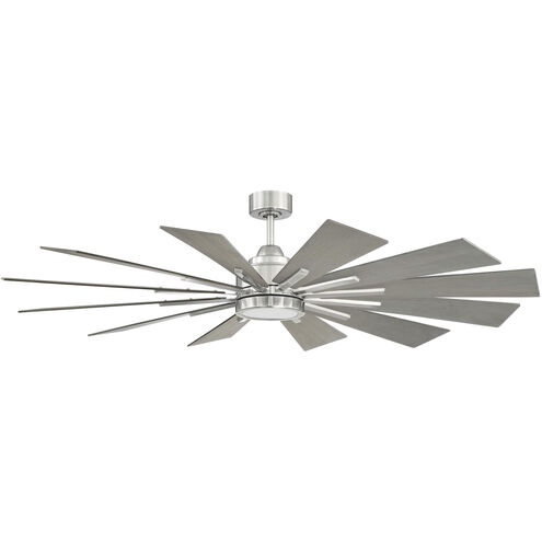 Farmhouse 60 inch Brushed Pewter with Grey Wood Blades Ceiling Fan