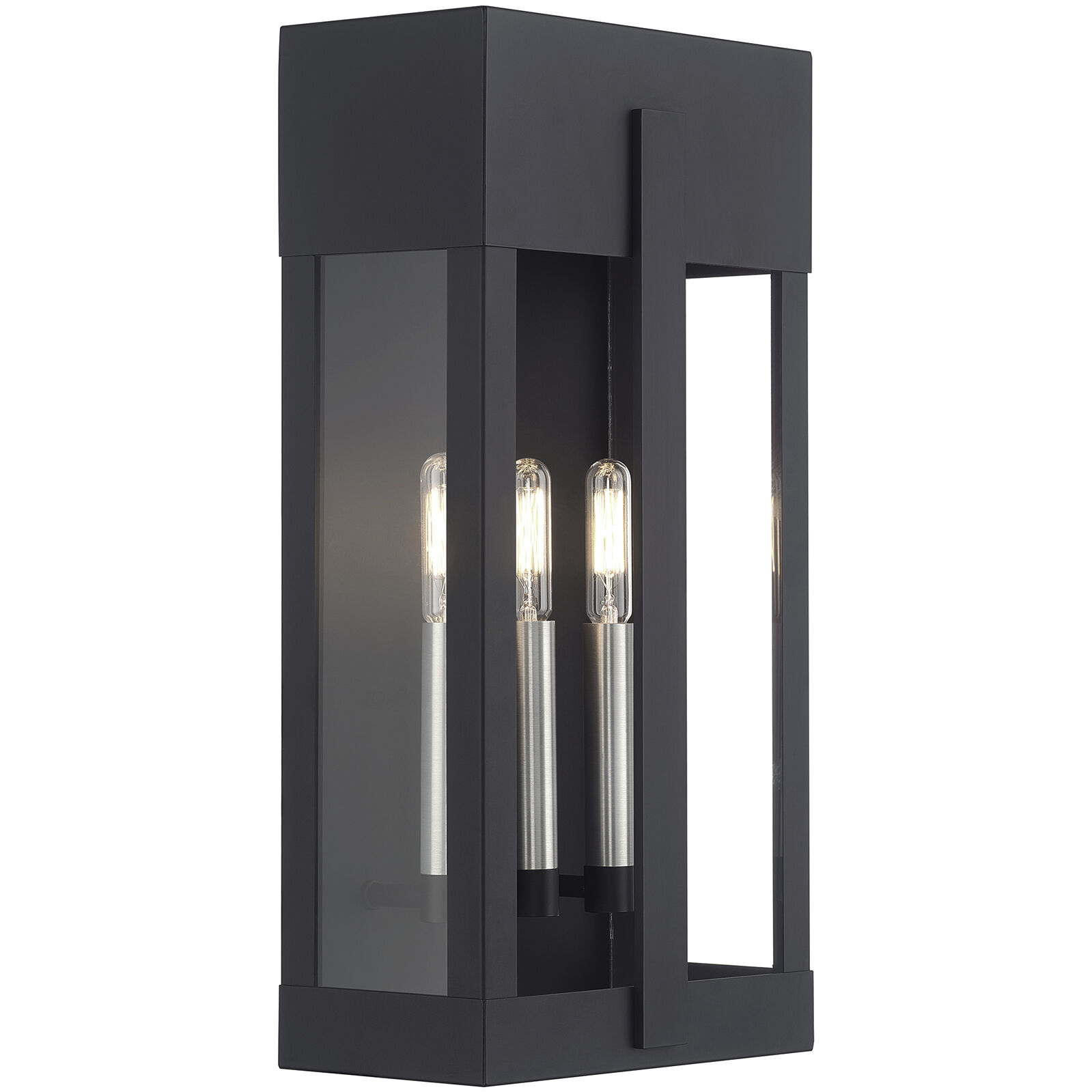 Berksford 3 Light 17 inch Black with Brushed Nickel Candles Outdoor Wall Lantern