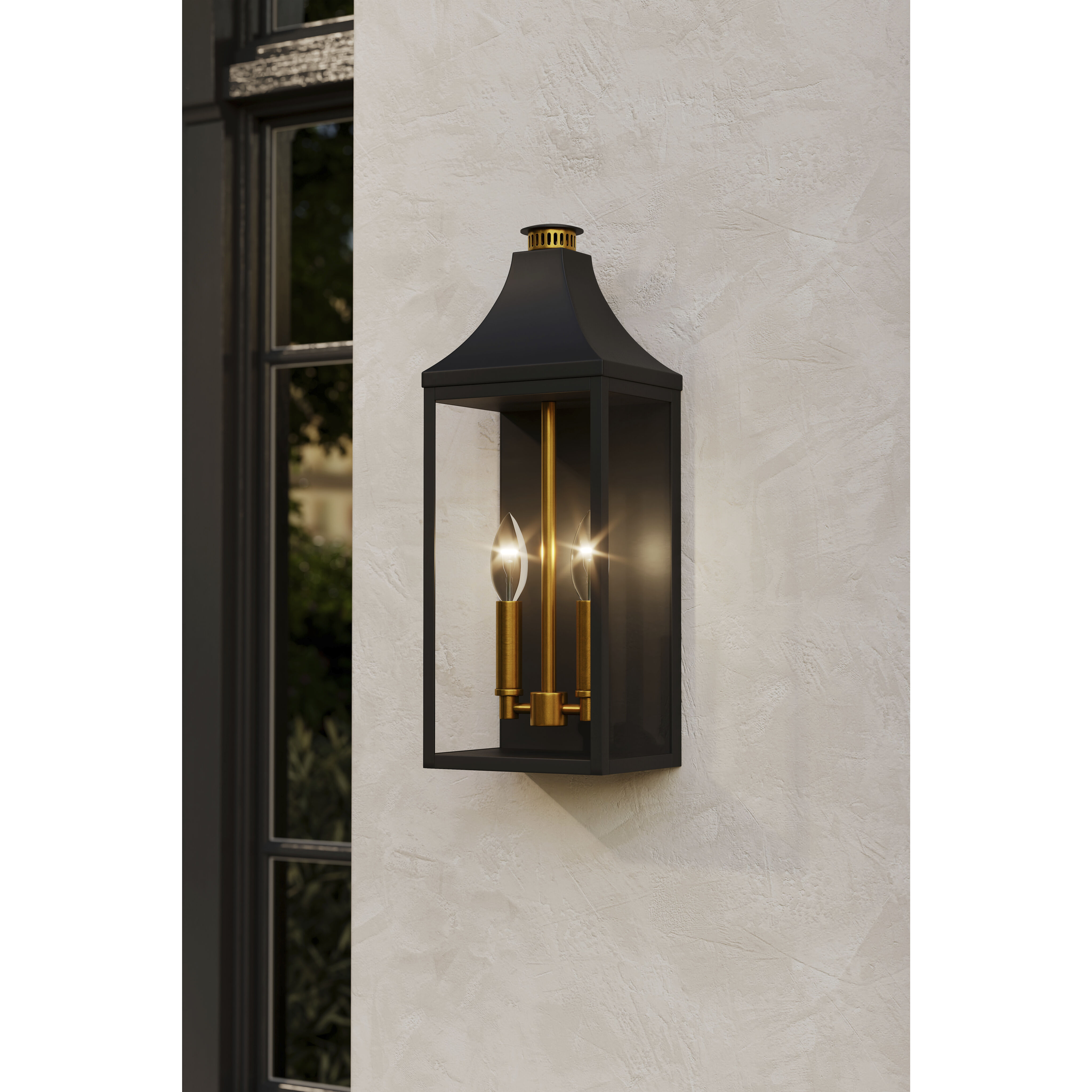 Hurstborne 2 Light 18.25 inch Dark Matte Black and Painted Legacy Brass Outdoor Wall Lantern