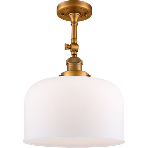 Franklin Restoration X-Large Bell 1 Light 12 inch Brushed Brass Semi-Flush Mount Ceiling Light in Matte White Glass, Franklin Restoration