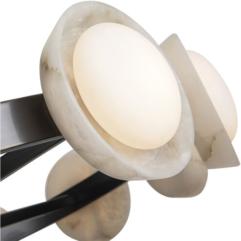 Alonso 50.5 inch Urban Bronze and Alabaster Chandelier Ceiling Light in Alabaster Shade