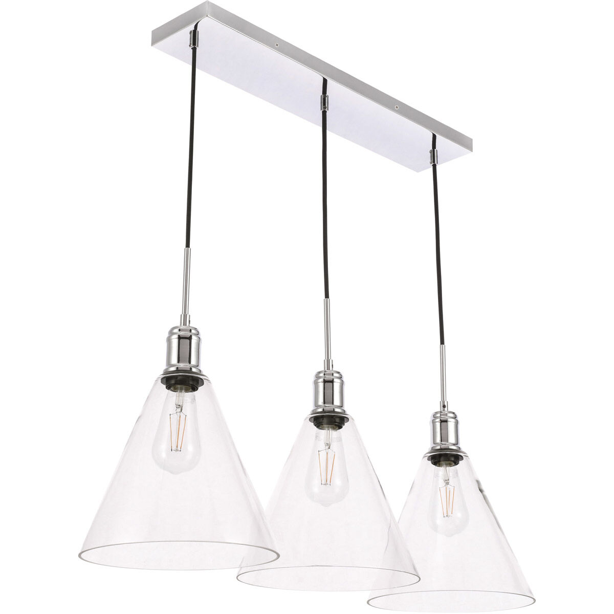 Hugh 3 Light 36 inch Chrome Pendant Ceiling Light