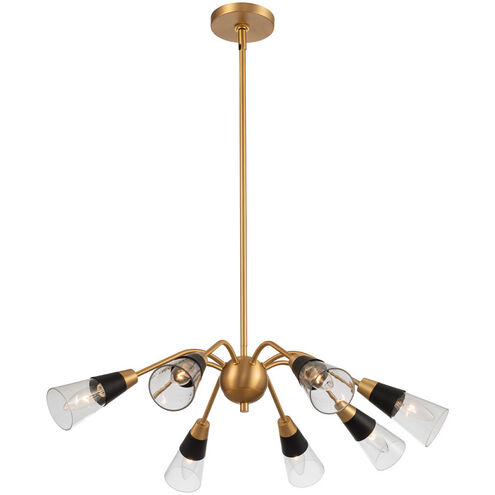 Ponti 8 Light 28 inch Matte Black with New Brass Chandelier Ceiling Light