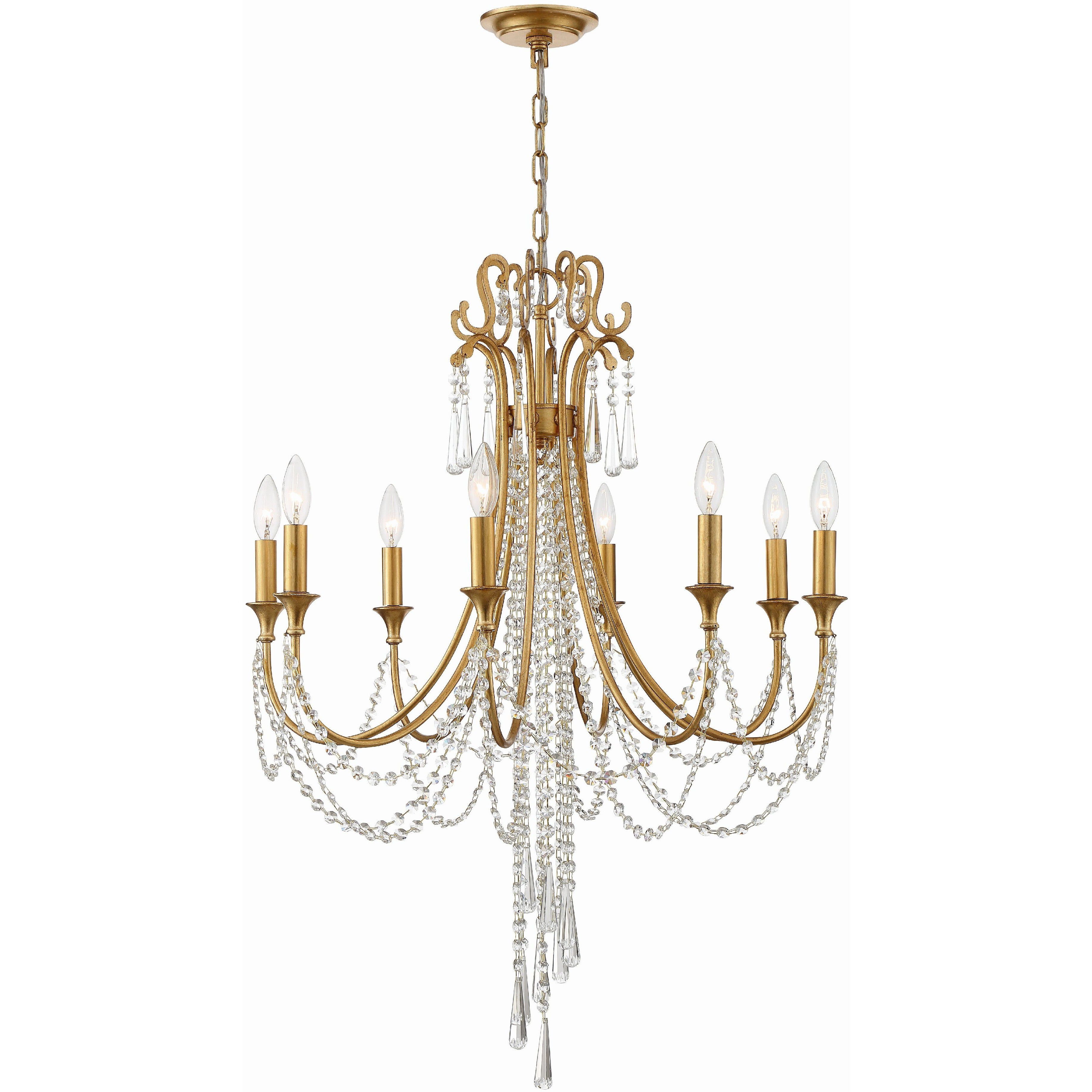 Arcadia 8 Light 26.75 inch Antique Gold Chandelier Ceiling Light