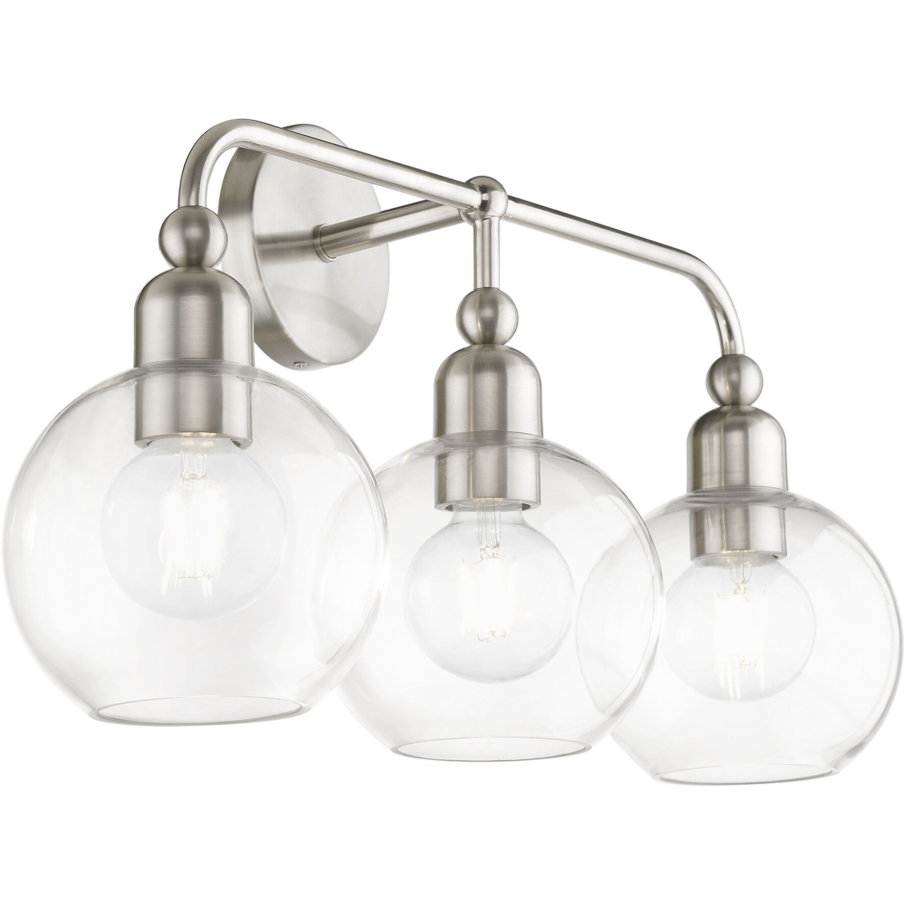 Downtown 3 Light 24 inch Brushed Nickel Vanity Sconce Wall Light, Sphere