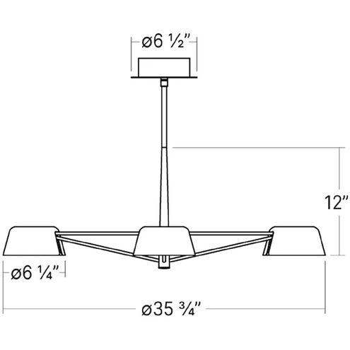 Ray LED 35.75 inch Warm Gray Chandelier Ceiling Light