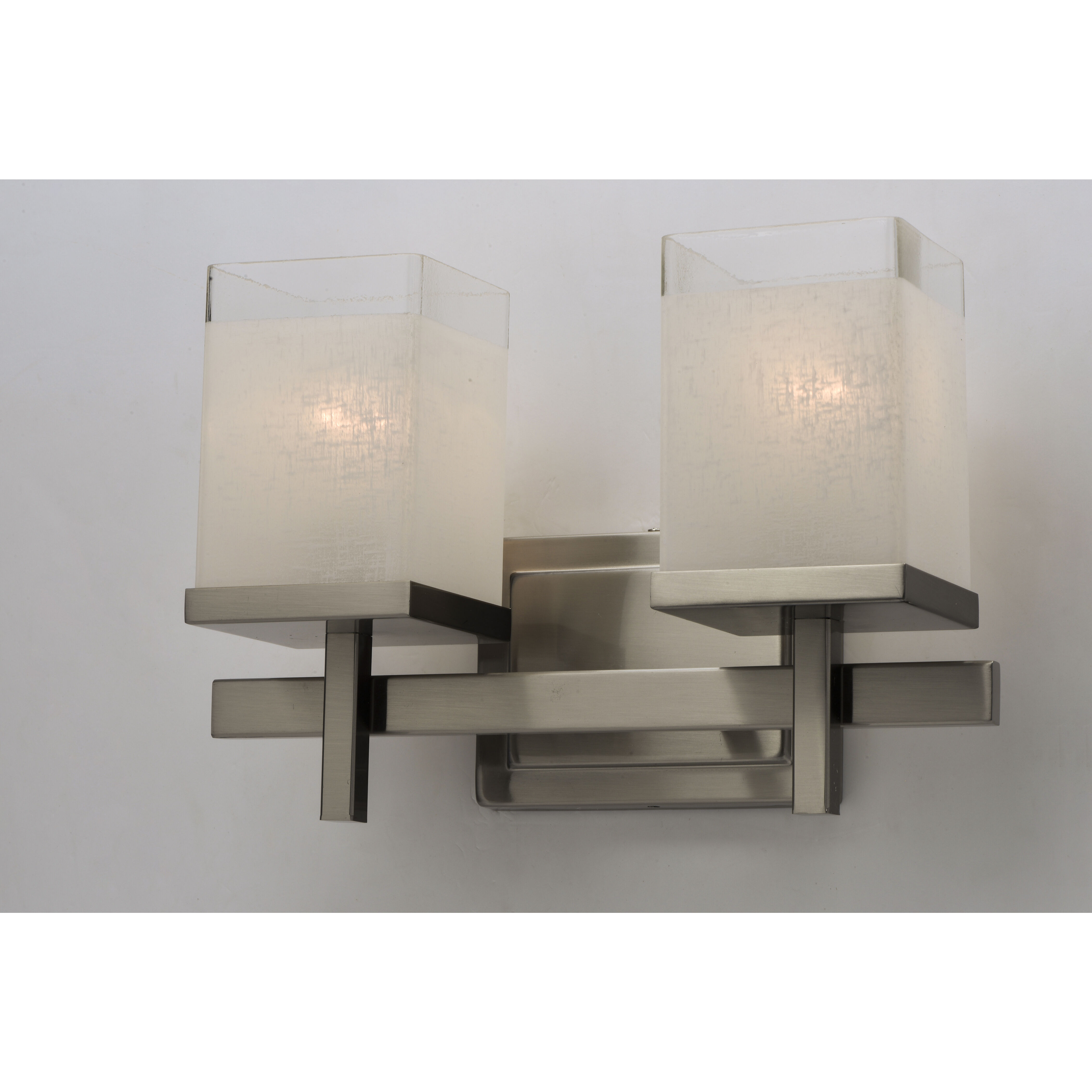 Tetra 2 Light 14 inch Satin Nickel Bath Vanity Wall Light in White Linen