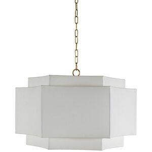 Hammond 2 Light 29 inch Antique Gold / White Linen / Natural Alabaster Pendant Ceiling Light