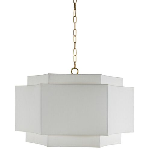 Hammond 2 Light 29 inch Antique Gold / White Linen / Natural Alabaster Pendant Ceiling Light