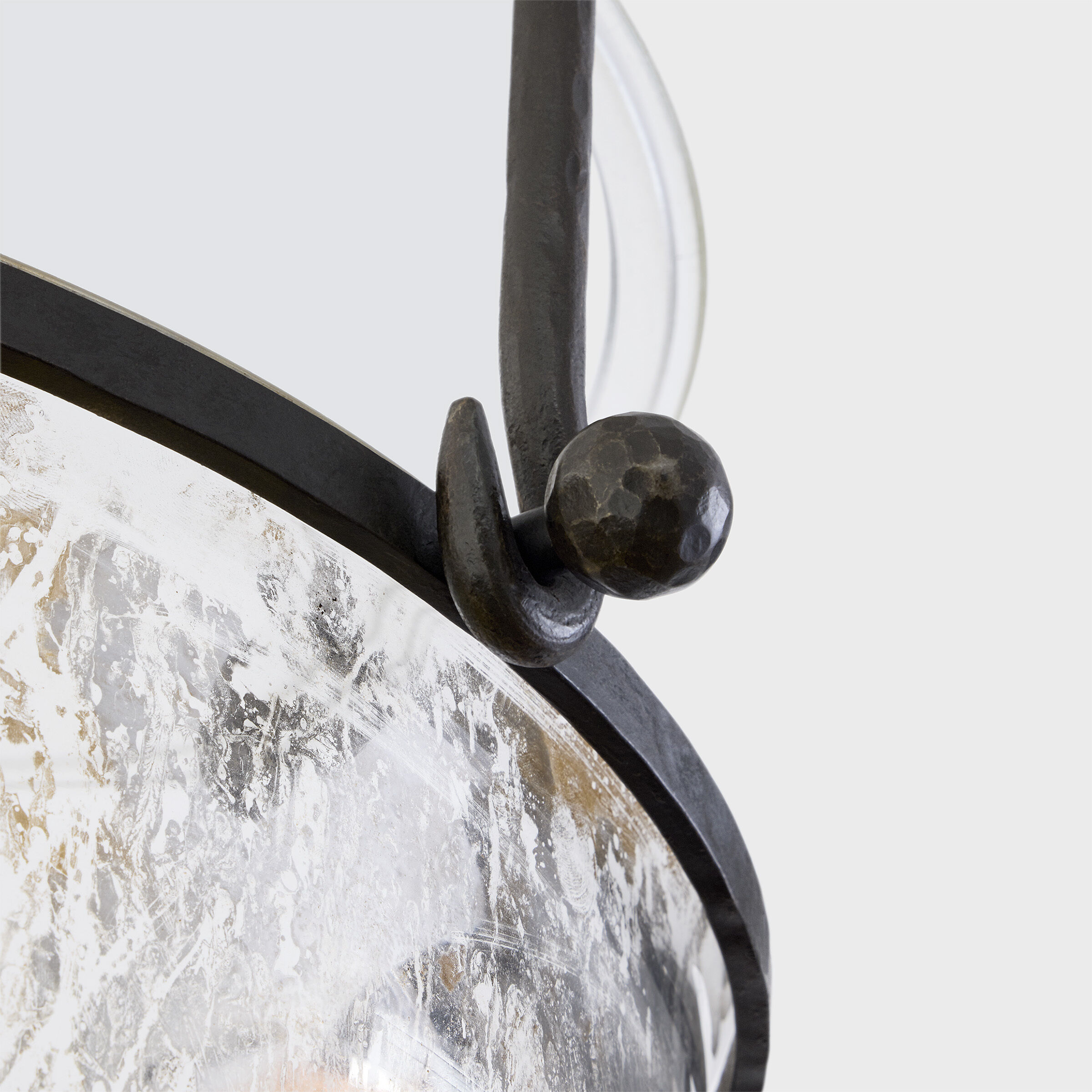 Chapman & Myers Lorford 4 Light 20 inch Aged Iron Bell Lantern Pendant Ceiling Light in Mercury Glass