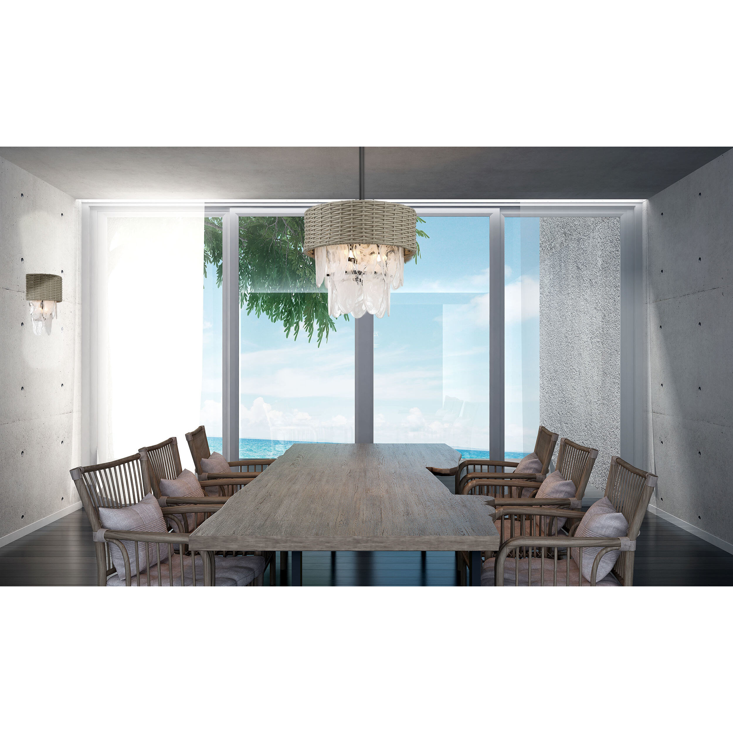 Breakers Isle 6 Light 20 inch Coal Semi Flush Ceiling Light