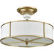 Ceramique 3 Light 16 inch Antique Gold Leaf Semi Flush Mount Ceiling Light