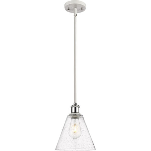 Ballston Cone LED 8 inch White and Polished Chrome Mini Pendant Ceiling Light in Seedy Glass