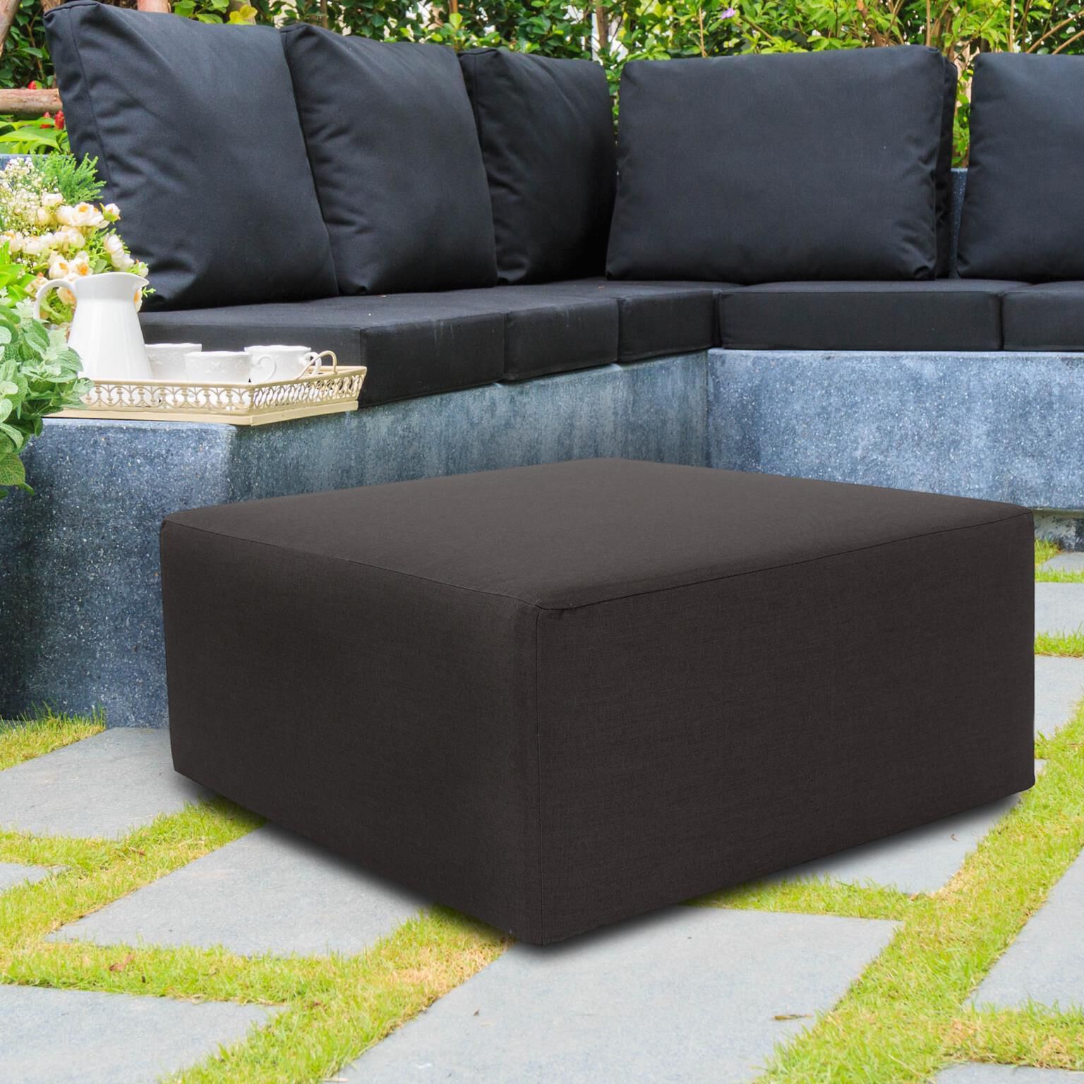 Universal 17 inch Charcoal Outdoor Ottoman, 36in Square, The Seascape Collection