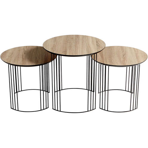 Electric Moon 22 inch Oak Veneer And Black Nesting Tables