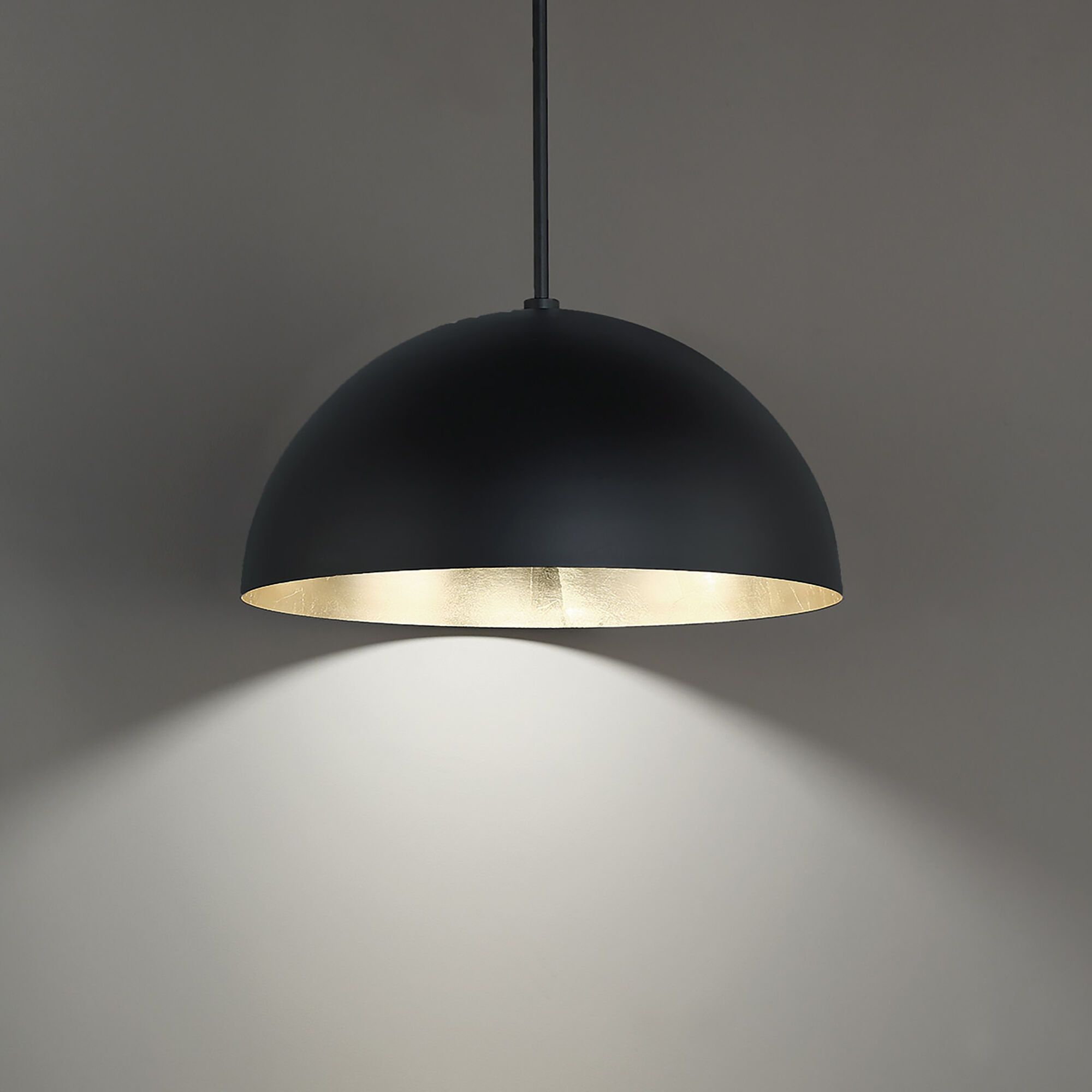 Yolo LED 23.63 inch Black Gold Leaf Pendant Ceiling Light in 26in.