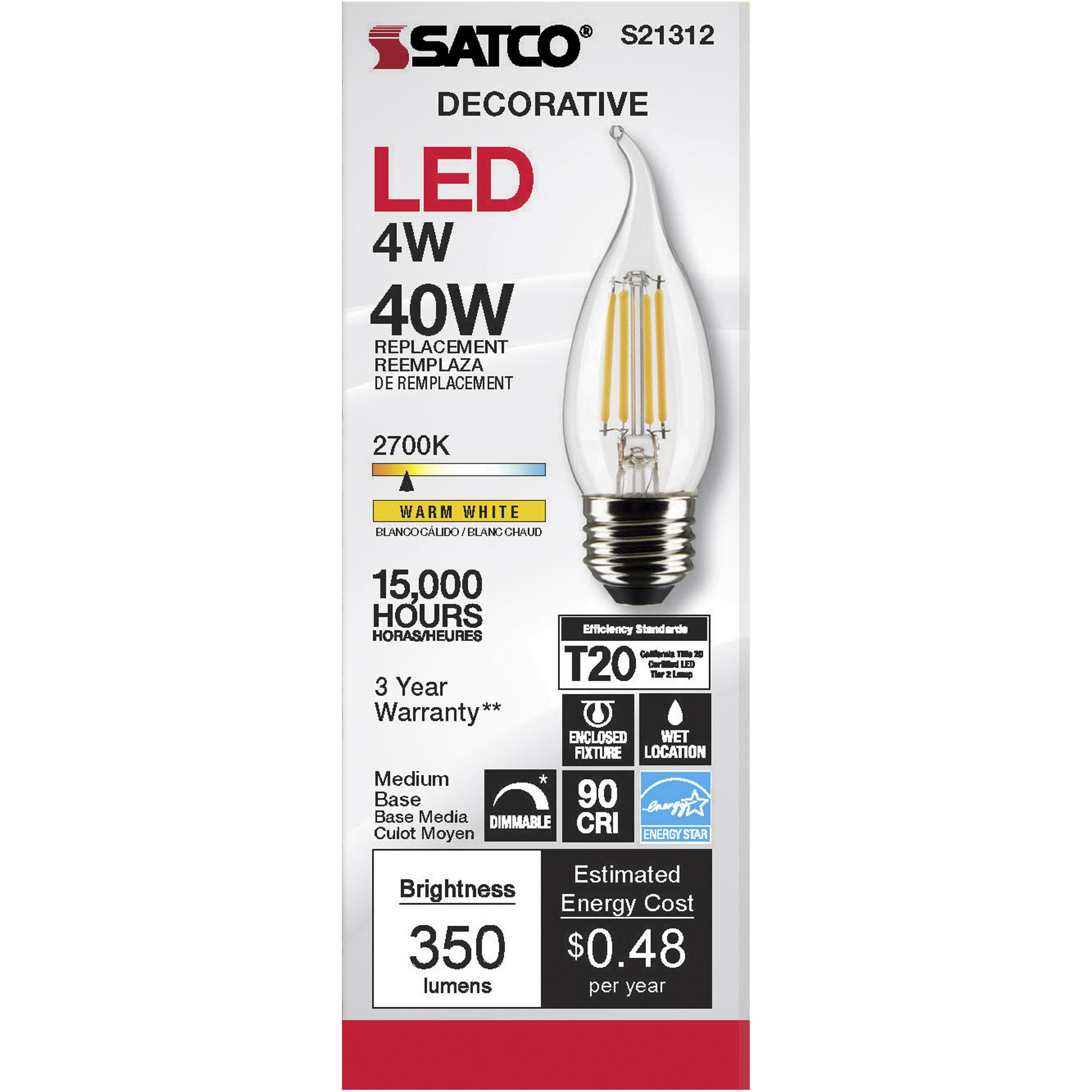Lumos LED Medium Medium 4.00 watt 2700K LED Filament