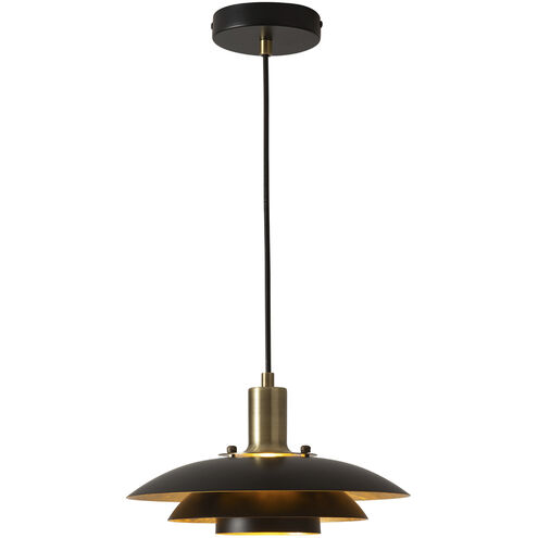 Rancho Mirage LED 15 inch Matte Black and Weathered Brass Pendant Ceiling Light, Large
