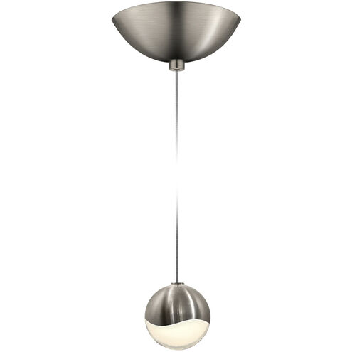 Grapes LED 3 inch Satin Nickel Pendant Ceiling Light in White Glass