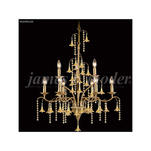 Murano 9 Light 28 inch Aged Gold Crystal Chandelier Ceiling Light