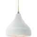 Radiance LED 8 inch Gloss White and Antique Brass Pendant Ceiling Light