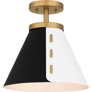 Trette 1 Light 12 inch Brushed Weathered Brass Semi-Flush Mount Ceiling Light, Small