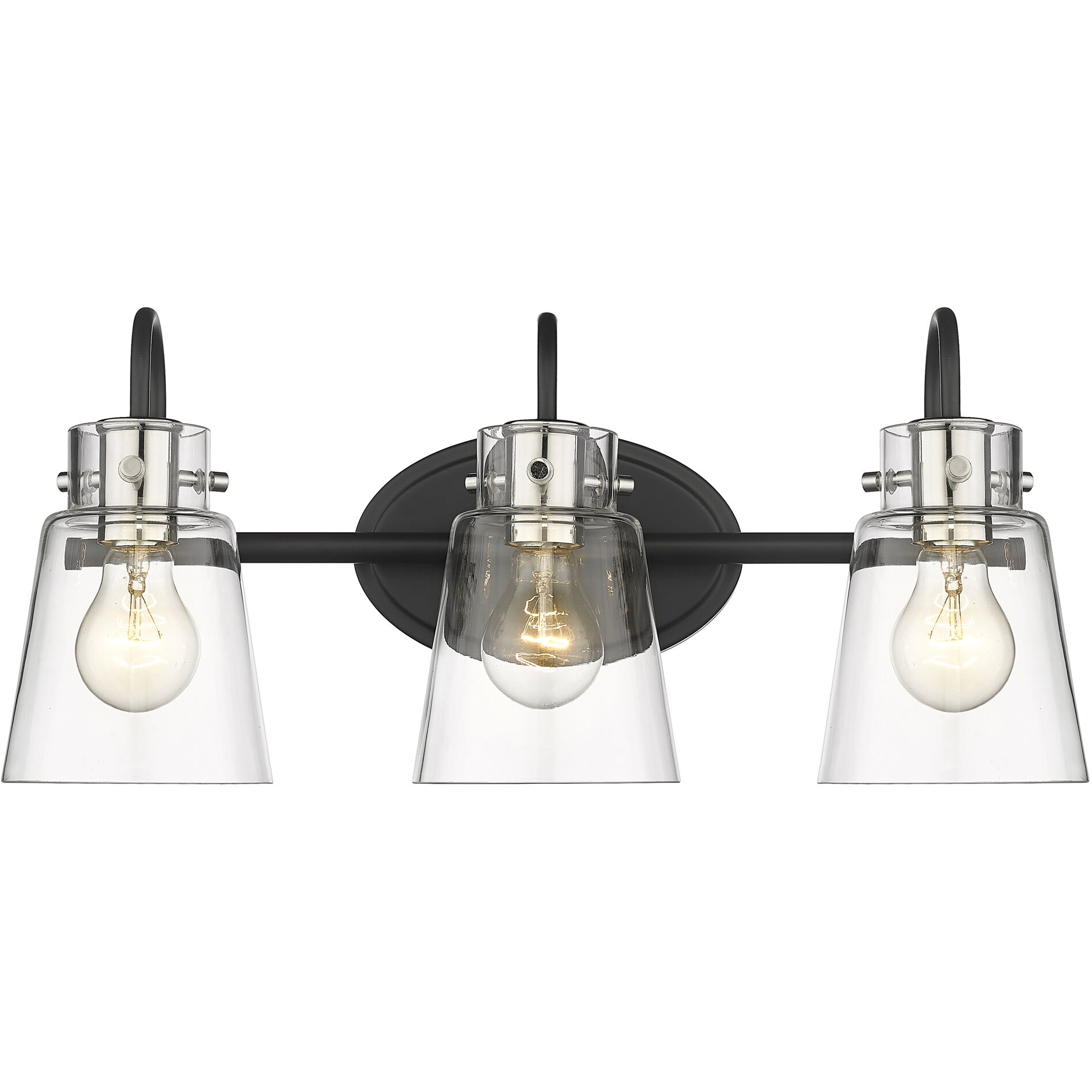Bristow 3 Light 21 inch Matte Black and Polished Nickel Vanity Light Wall Light