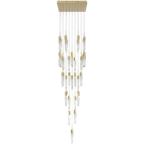 Aspen LED 36 inch Brushed Brass Multi Port Pendant Ceiling Light in Bubbled