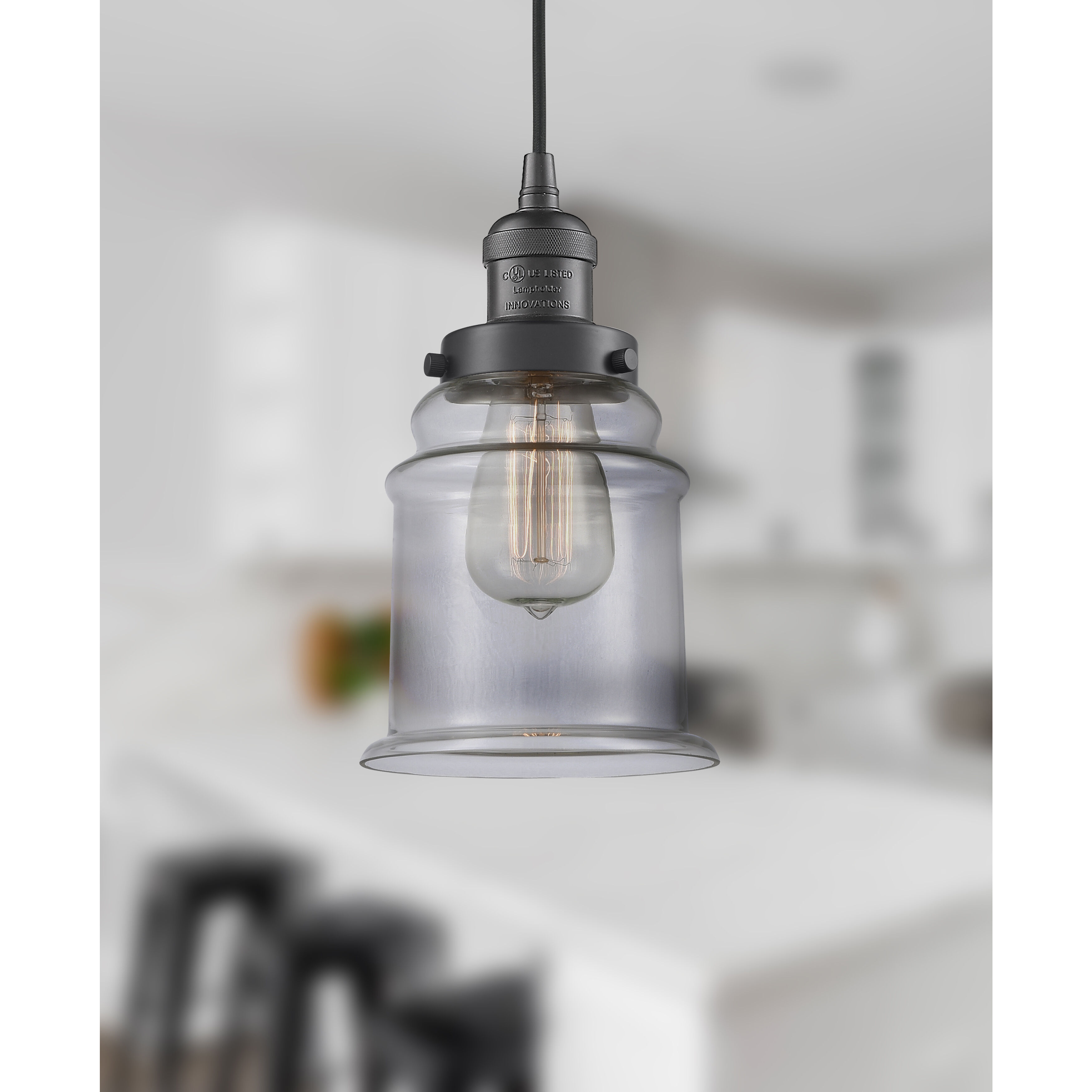 Franklin Restoration Canton LED 6 inch Oil Rubbed Bronze Mini Pendant Ceiling Light in Clear, Franklin Restoration