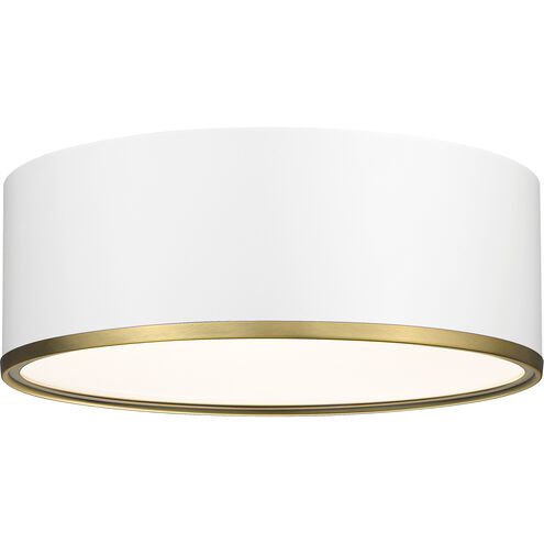 Arlo 3 Light 16 inch Matte White and Rubbed Brass Flush Mount Ceiling Light