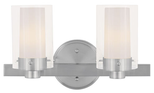 Manhattan 2 Light 15 inch Brushed Nickel Bath Vanity Wall Light