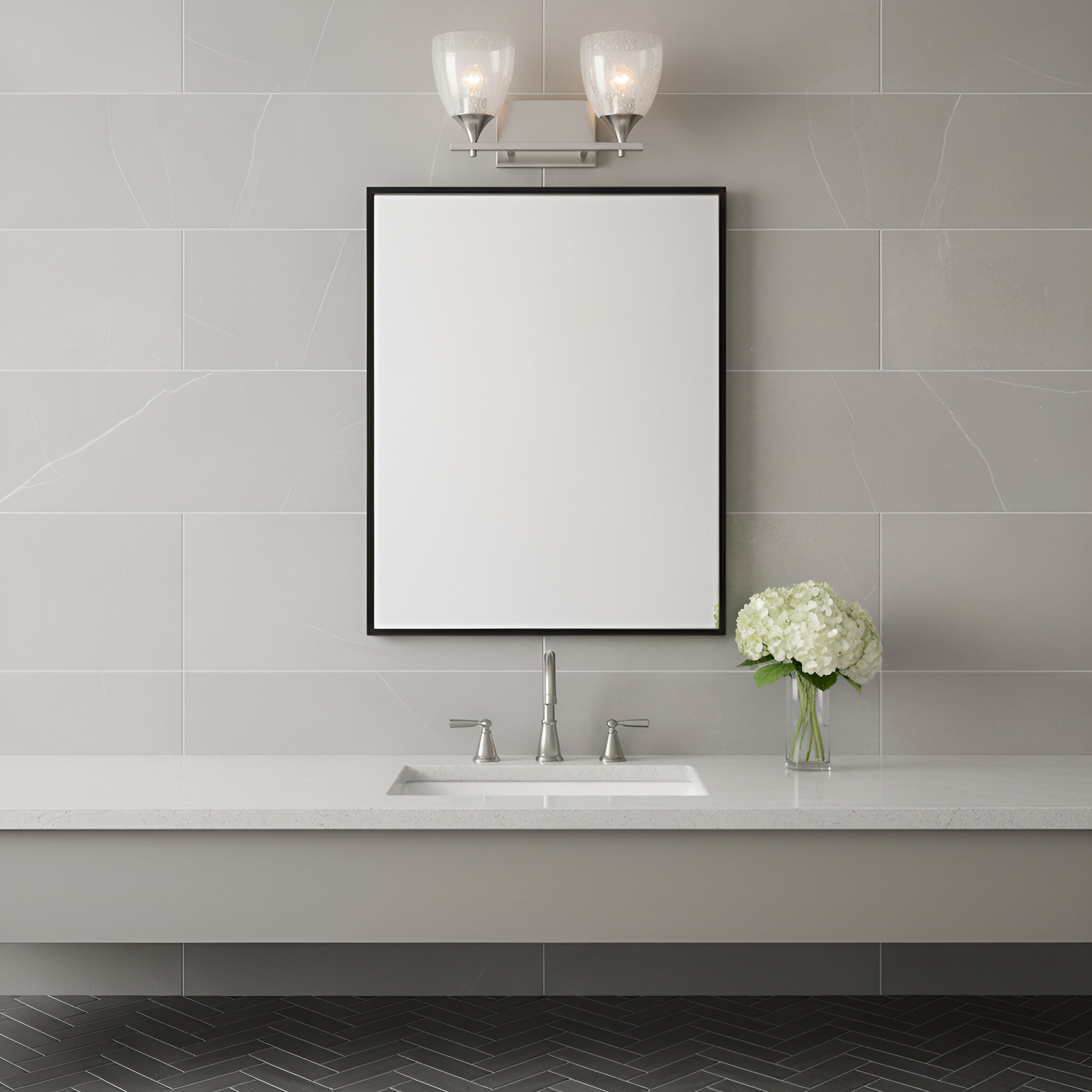 Drew & Jonathan Toffino 2 Light 16 inch Brushed Nickel Vanity Light Wall Light in Clear Crackle Glass