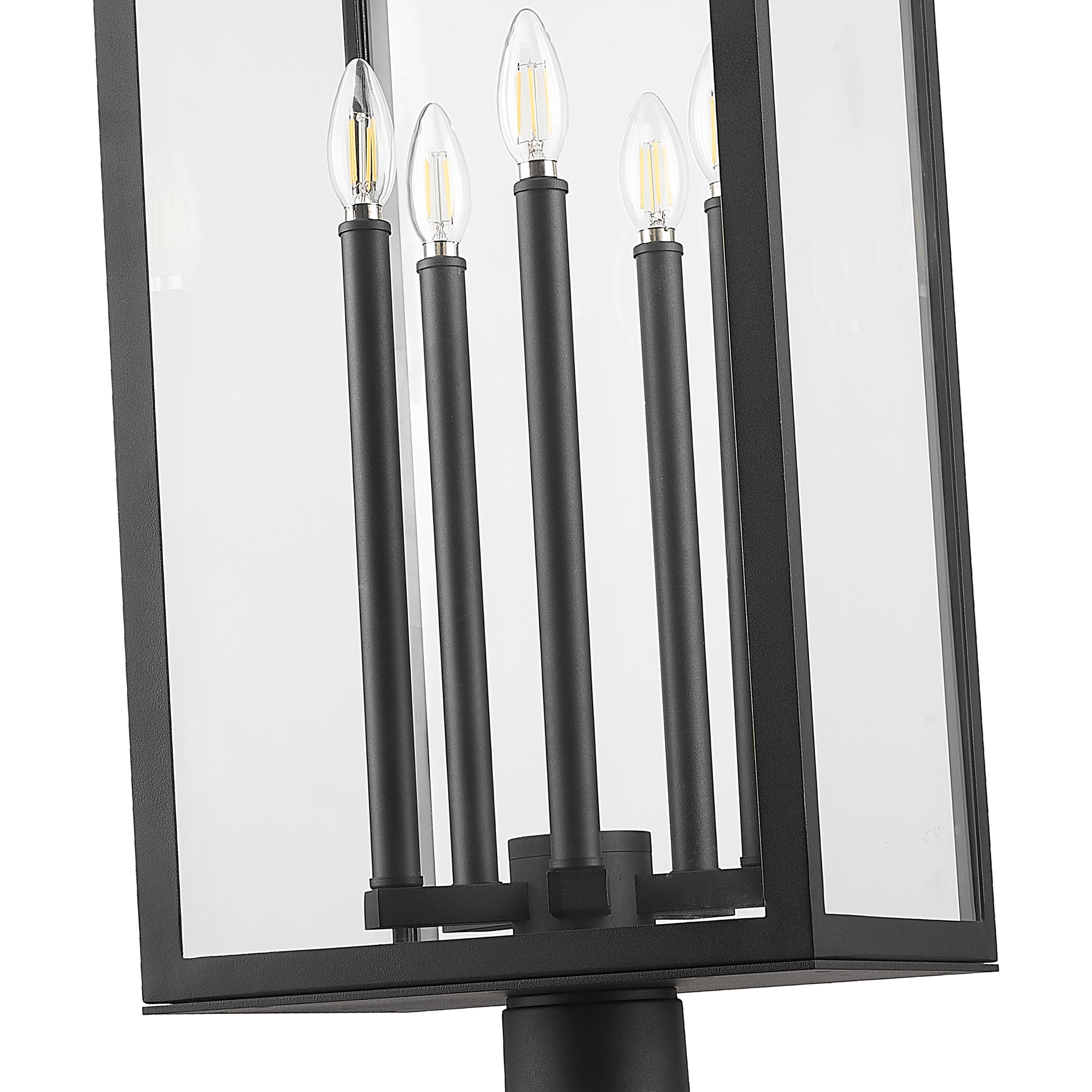 Nova 5 Light 129.75 inch Black Outdoor Post Mounted Fixture in Clear Glass