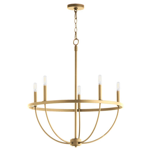 Tribute 5 Light 28 inch Aged Brass Chandelier Ceiling Light