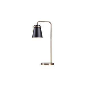Levi 27 inch Black and Antique Brass Desk Lamp Portable Light