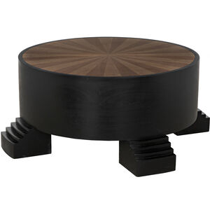 Tambour 44 X 44 inch Hand Rubbed Black with Veneer Top Coffee Table