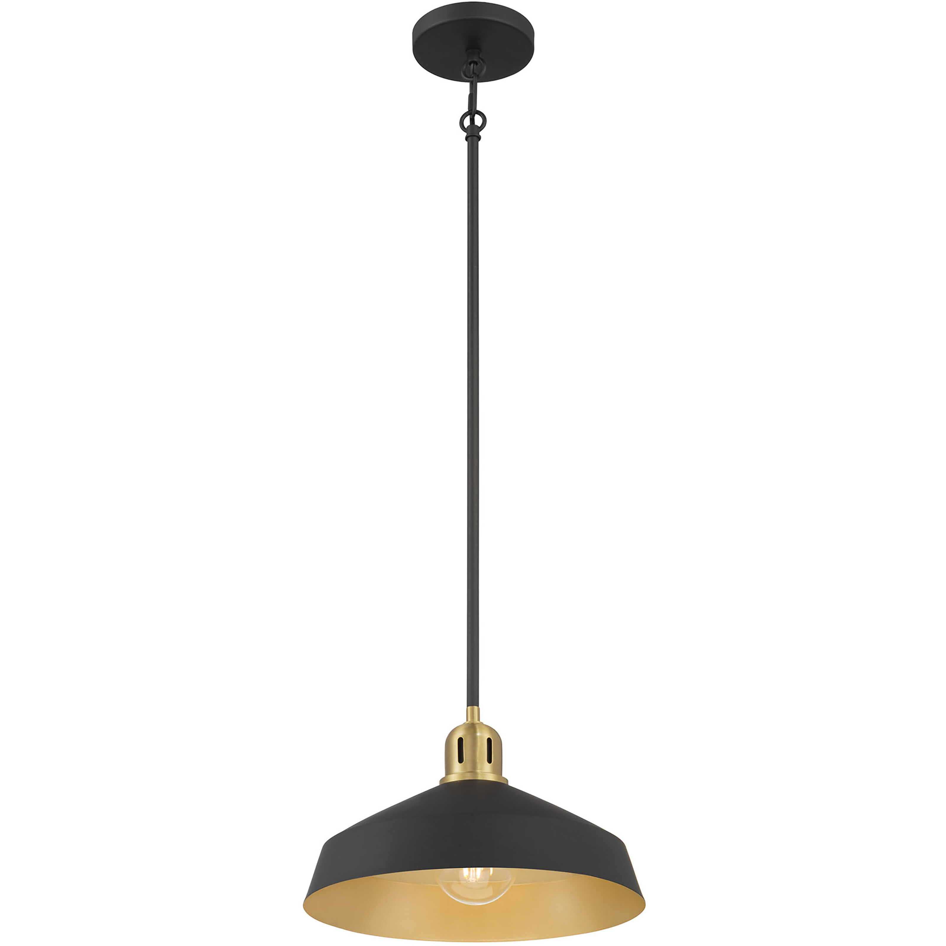 Axlen 1 Light 12 inch Matte Black and Vintage Brass Pendant Ceiling Light