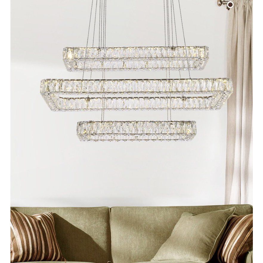Monroe 3 Light 42 inch Chrome Pendant Ceiling Light